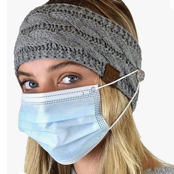 C.C. Button Headband Headwrap in Grey NWT - Picture 2 of 6